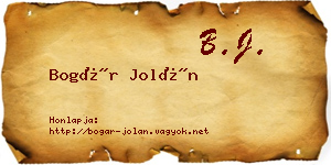 Bogár Jolán névjegykártya