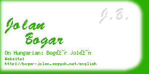 jolan bogar business card